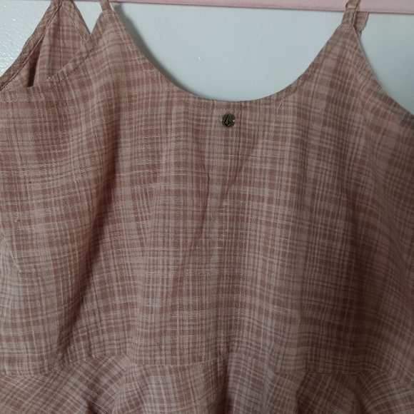 Volcom Beige/Brown small plad XS Tank - Picture 3 of 5